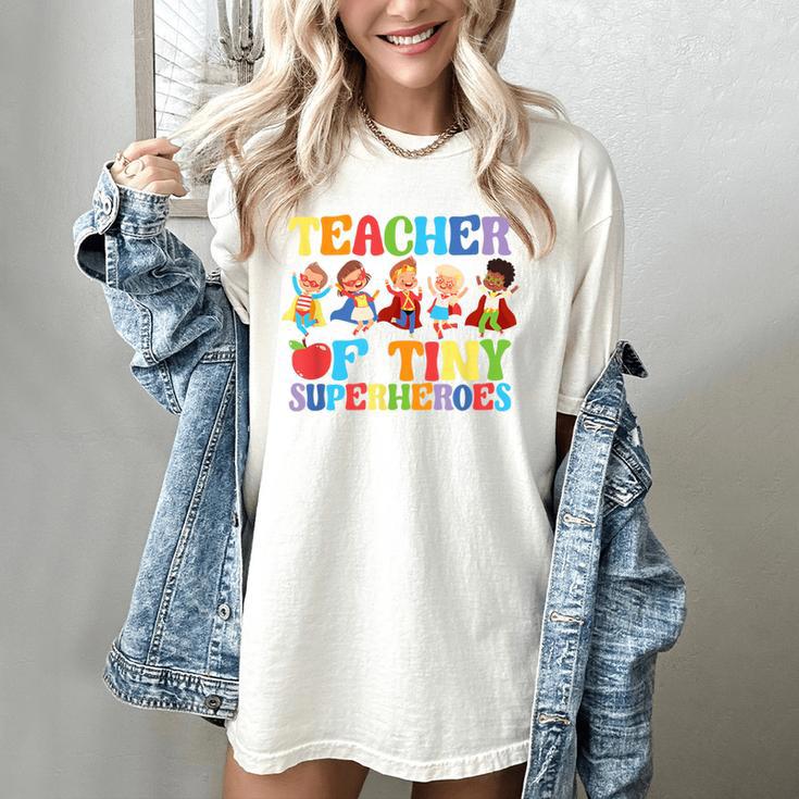 Teacher Of Tiny Superheroes Teach 100th Day Of School Women's Comfort Colors T-Shirt