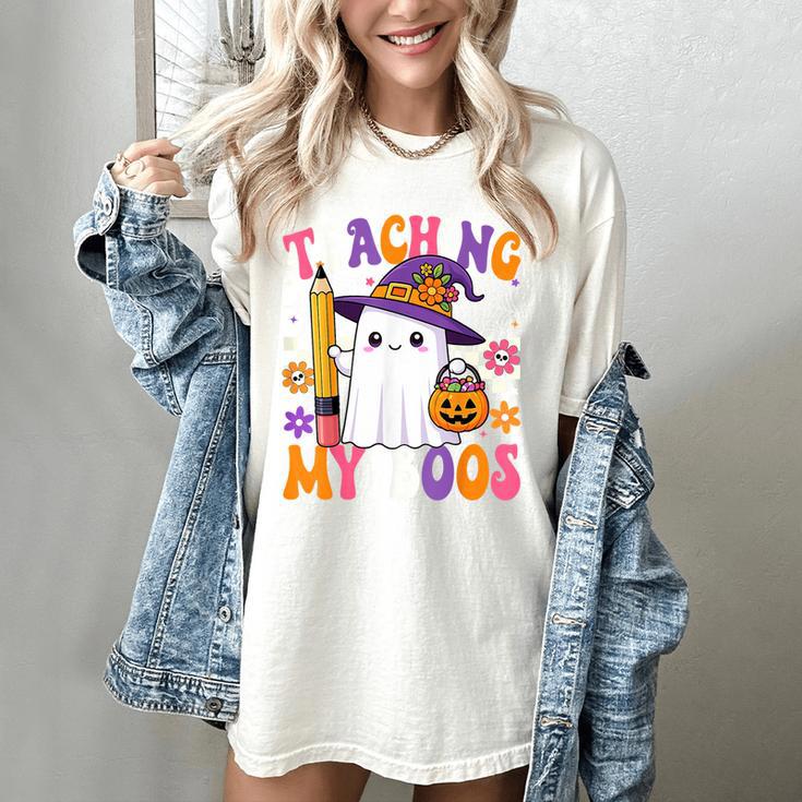 Teaching My Boos Ghost Teacher Cute Pencil Halloween Teacher Women's Comfort Colors T-Shirt