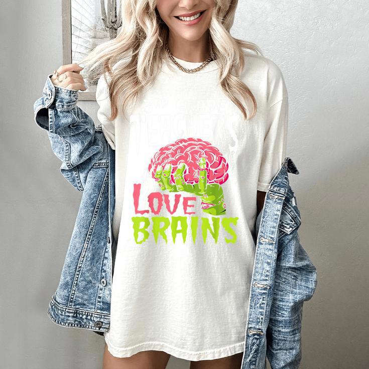 3rd Grade Teachers Love Brains Zombie Teacher Halloween Women's Comfort Colors T-Shirt