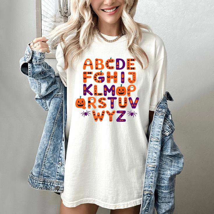 ABCs Learning Kindergarten Teacher Halloween Alphabet Women's Comfort Colors T-Shirt