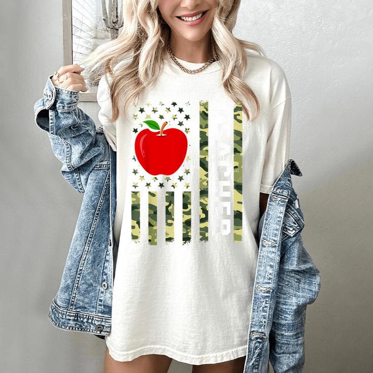 American Flag Camouflage Teacher Patriotic 4th Of July Women's Comfort Colors T-Shirt