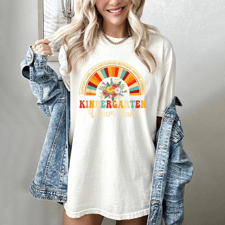 Back To School Kindergarten Dream Team Teacher Love Floral Women's Comfort Colors T-Shirt