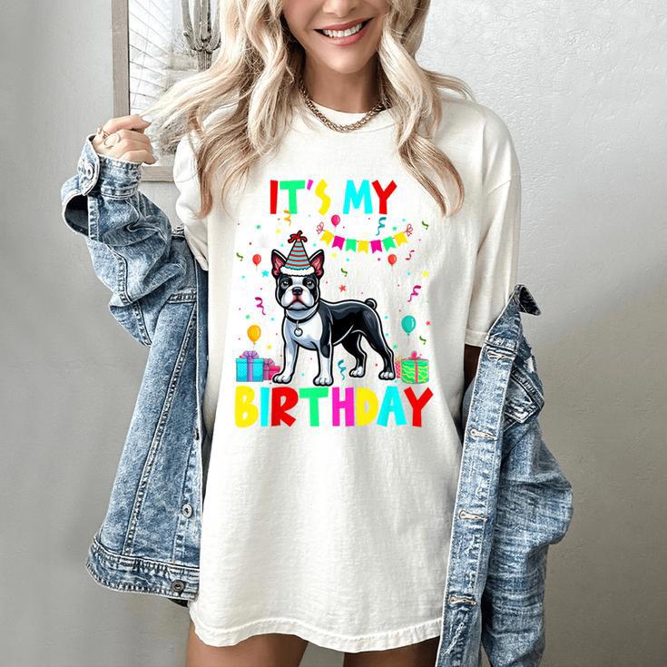 My Birthday Colorful Costume Boston Terrier Party Women's Comfort Colors T-Shirt