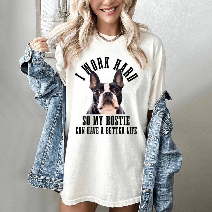 Bostie Mama Dog Dad Boston Terrier For Men Women Women's Comfort Colors T-Shirt