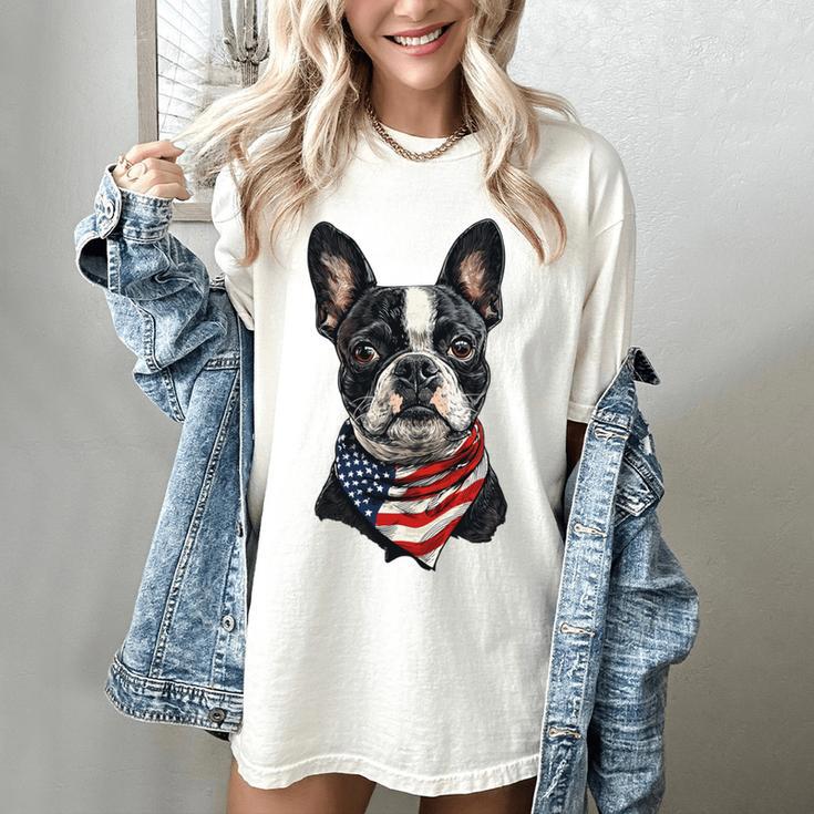 Boston Terrier American Flag Women's Comfort Colors T-Shirt