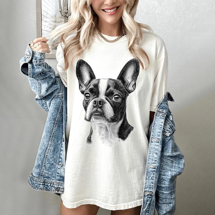 Boston Terrier Dog Motif Pet Illustration Boston Terrier For Men Women Kids Women's Comfort Colors T-Shirt