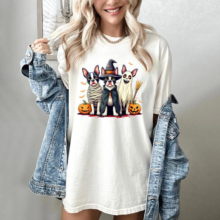 Boston Terrier Halloween Costume Mummy Witch Ghost Dog Lover For Men Women Kids Women's Comfort Colors T-Shirt