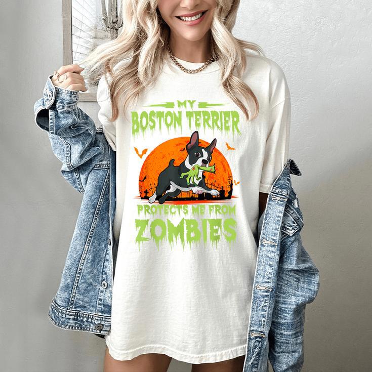 Boston Terrier Halloween Zombie American Gentleman Dog Lover Women's Comfort Colors T-Shirt