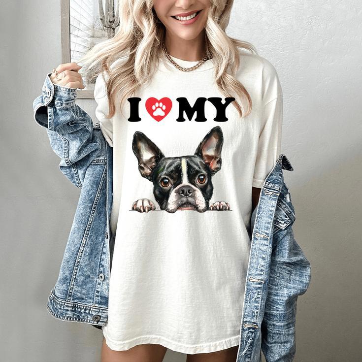 Boston Terrier I Heart My Dog Dog Lover Women's Comfort Colors T-Shirt
