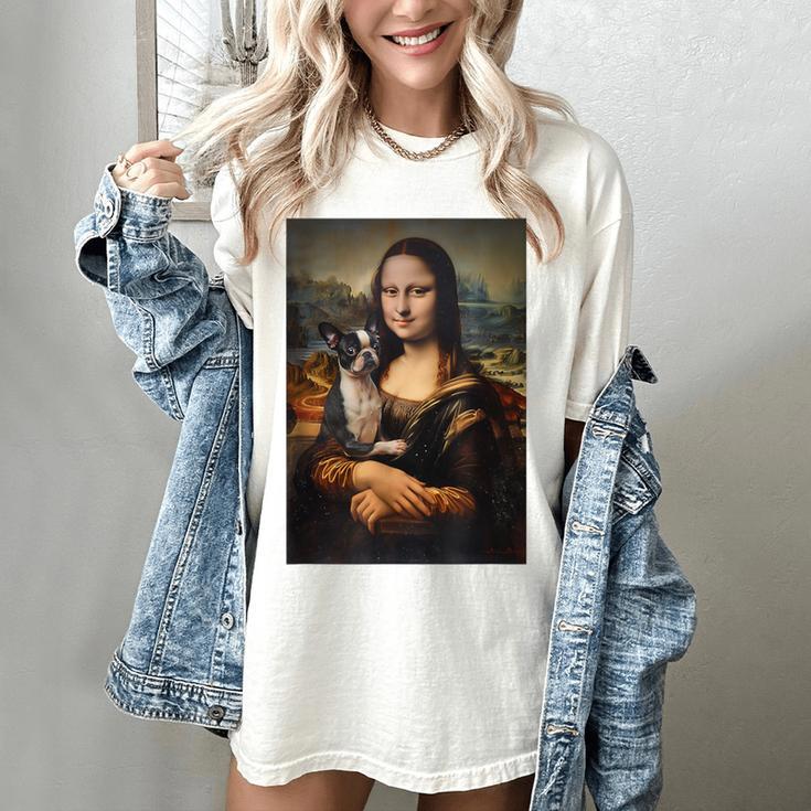 Boston Terrier Mona Lisa Painting Art Dog Mom Dad For Men Women Kids Women's Comfort Colors T-Shirt