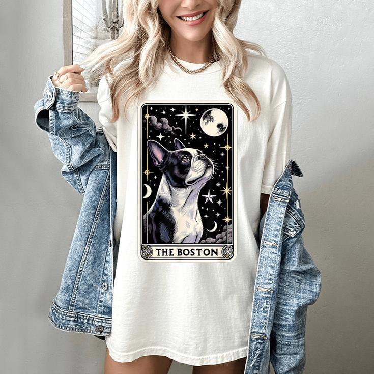 Boston Terrier Tarot Card Star With The Moon Men Women Kids Women's Comfort Colors T-Shirt