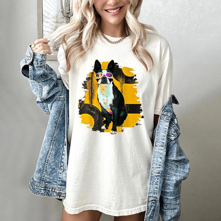 Boston Terrier s Mid-Century Modern Art s Street Grunge Women's Comfort Colors T-Shirt
