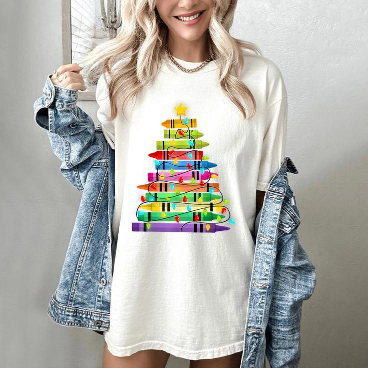 Christmas Tree Made Of Crayons School Teacher Life Student Women's Comfort Colors T-Shirt