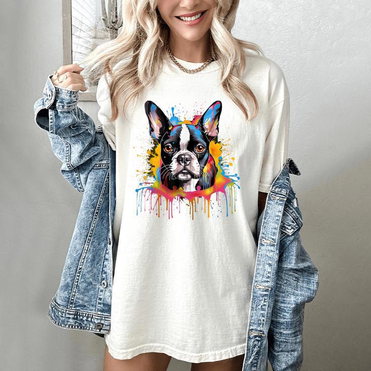 Colorful Boston Terrier Dog For Men Women Kids Women's Comfort Colors T-Shirt