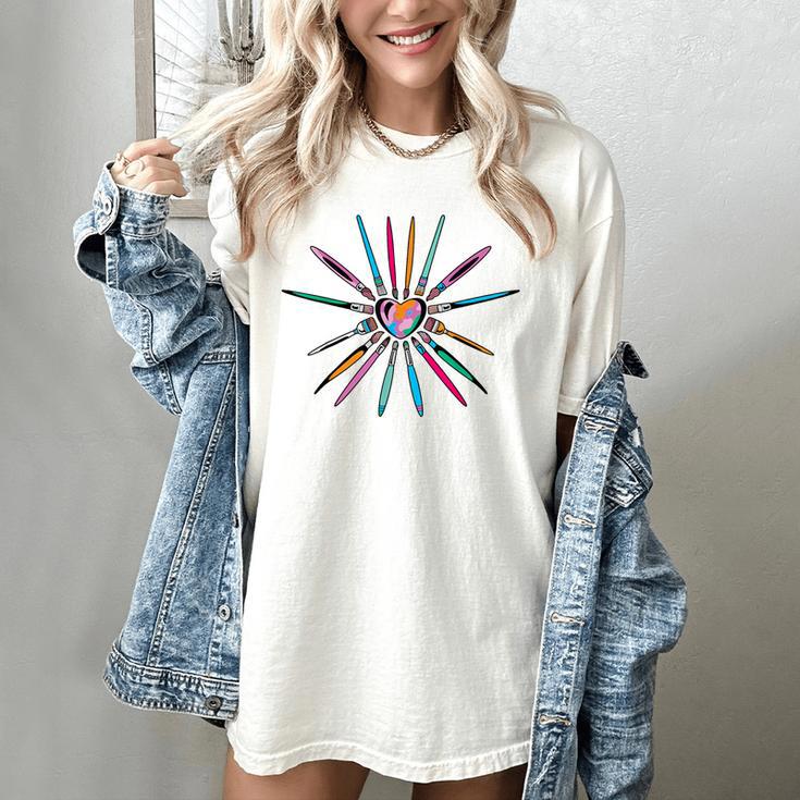 Cool Brush Heart Shape Art Teacher Paint For Artist Painter Women's Comfort Colors T-Shirt Cool Brush Heart Shape Art Teacher Paint For Artist Painter Women's Comfort Colors T-Shirt