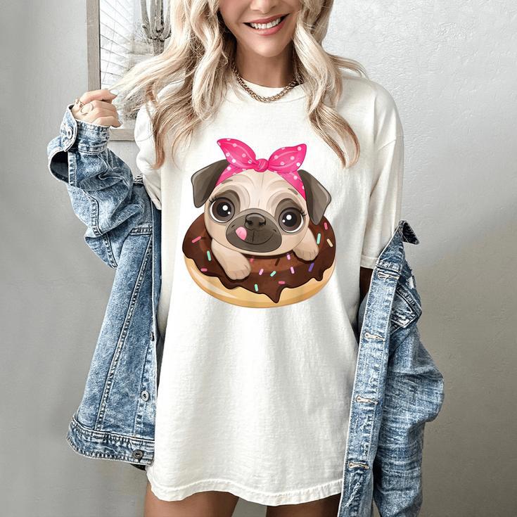 Cute Pug Shirt Donut Girls Dog Women's Comfort Colors T-Shirt