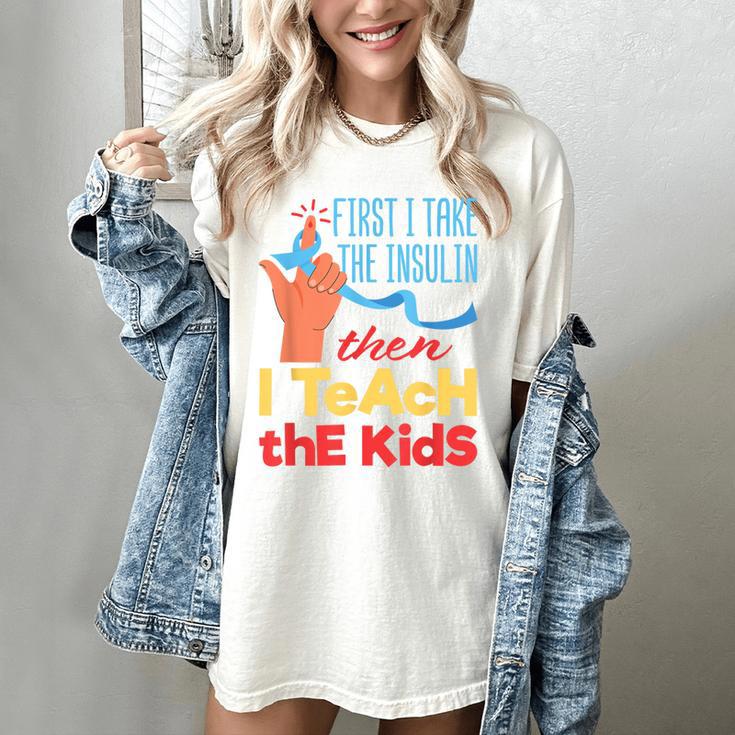 Diabetic Teacher Diabetes Awareness Insulin Blue Ribbon Women's Comfort Colors T-Shirt Diabetic Teacher Diabetes Awareness Insulin Blue Ribbon Women's Comfort Colors T-Shirt