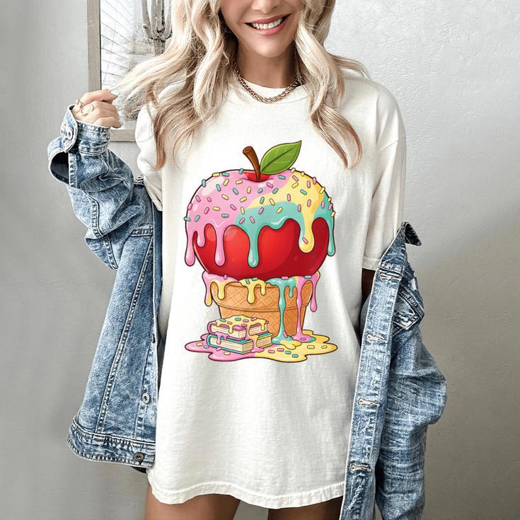 Dripping Apple Ice Cream Cone Cute Teacher Appreciation Women's Comfort Colors T-Shirt