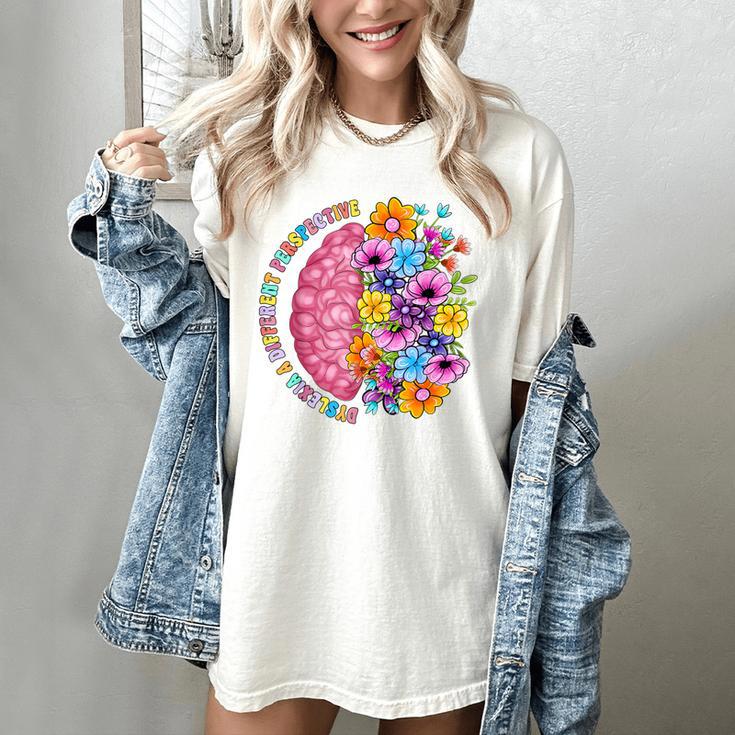 Dyslexia Different Perspective Reading Brain Floral Teacher Women's Comfort Colors T-Shirt