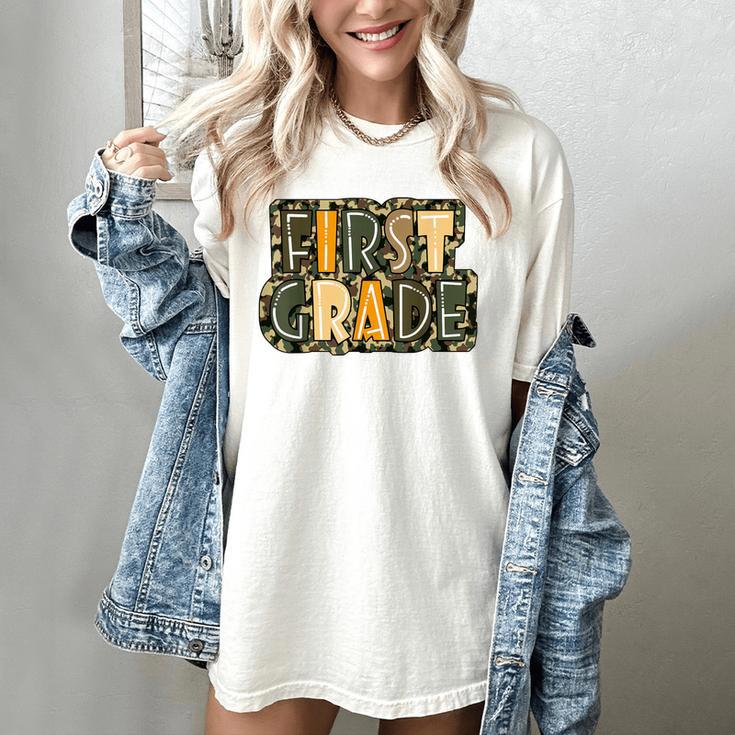 First 1St Grade Camo Camouflage Boy Teacher Back To School Women's Comfort Colors T-Shirt