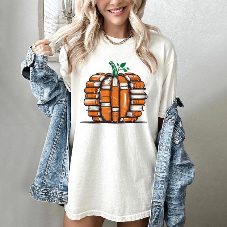 Halloween Books Pumpkin Reading Teacher Fall Men Women Women's Comfort Colors T-Shirt Halloween Books Pumpkin Reading Teacher Fall Men Women Women's Comfort Colors T-Shirt
