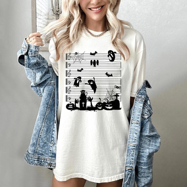 Halloween Music Note Clefs Spooky Ghost For Music Teacher Women's Comfort Colors T-Shirt Halloween Music Note Clefs Spooky Ghost For Music Teacher Women's Comfort Colors T-Shirt