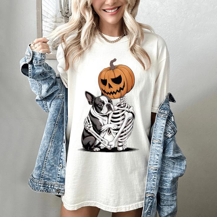 Halloween Skeleton Boston Terrier Women's Comfort Colors T-Shirt