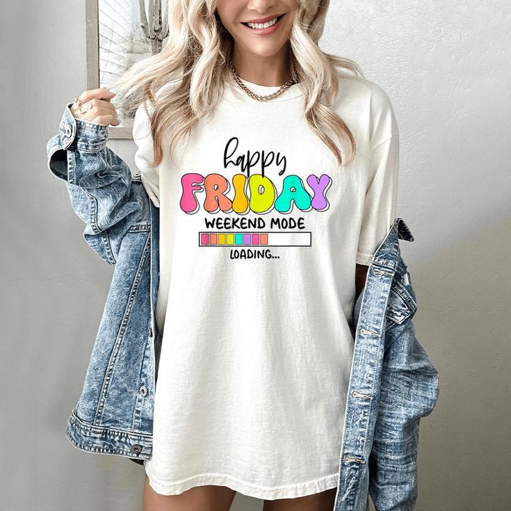 Happy Friyay Teacher School Friday Weekend Vibes Women's Comfort Colors T-Shirt Happy Friyay Teacher School Friday Weekend Vibes Women's Comfort Colors T-Shirt