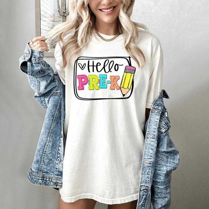 Hello Pre-K Team Preschool Teacher Kids Back To School Women's Comfort Colors T-Shirt Hello Pre-K Team Preschool Teacher Kids Back To School Women's Comfort Colors T-Shirt
