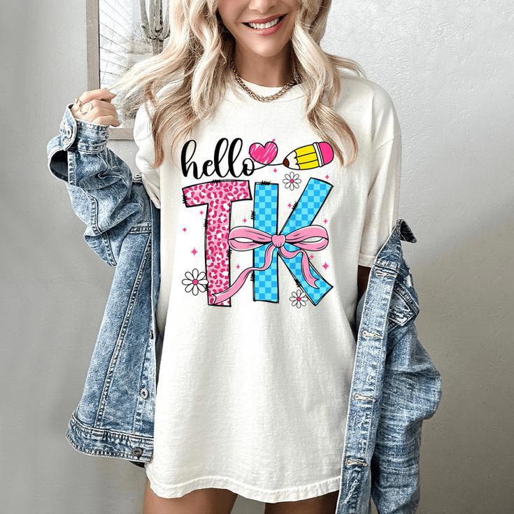 Hello TK Transitional Kindergarten Back To School Teacher Women's Comfort Colors T-Shirt Hello TK Transitional Kindergarten Back To School Teacher Women's Comfort Colors T-Shirt