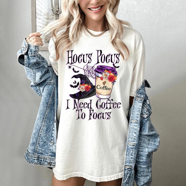 Hocus Pocus I Need Coffee To Focus Halloween Teacher Women's Comfort Colors T-Shirt