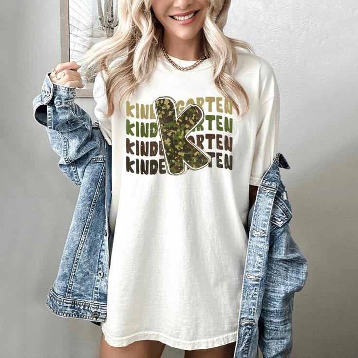 Kindergarten Camo Camouflage Boy Teacher Back To School Women's Comfort Colors T-Shirt Kindergarten Camo Camouflage Boy Teacher Back To School Women's Comfort Colors T-Shirt