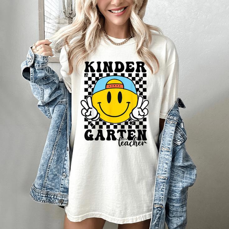 Kindergarten Teacher Hippie Smile Face Back School Women's Comfort Colors T-Shirt Kindergarten Teacher Hippie Smile Face Back School Women's Comfort Colors T-Shirt
