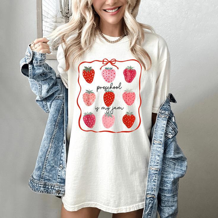 Preschool Is My Jam Strawberry Teacher First Day Of School Women's Comfort Colors T-Shirt Preschool Is My Jam Strawberry Teacher First Day Of School Women's Comfort Colors T-Shirt