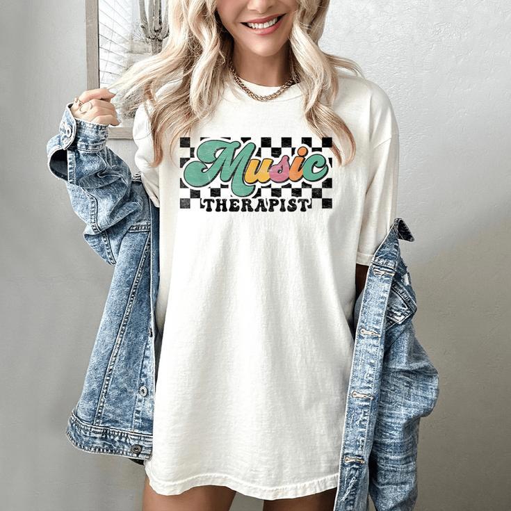 Retro Checkered Music Therapist Squad Music Therapy Teacher For Men Women Women's Comfort Colors T-Shirt