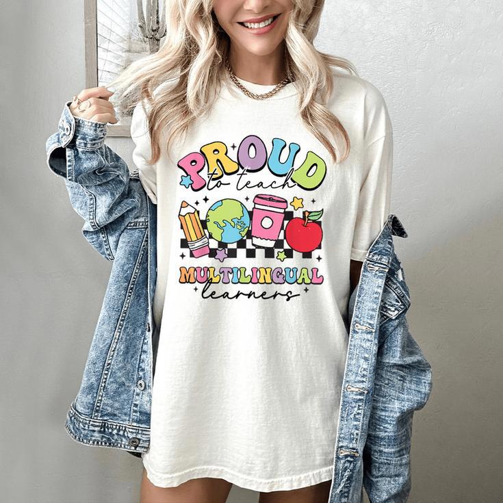 Retro Proud To Teach Multilingual Learners English Teacher Women's Comfort Colors T-Shirt Retro Proud To Teach Multilingual Learners English Teacher Women's Comfort Colors T-Shirt