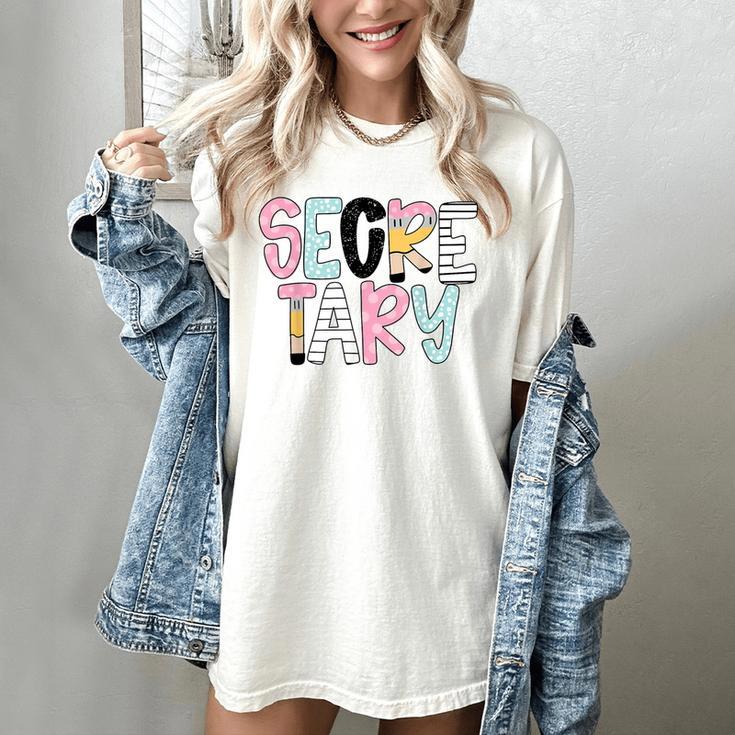 Retro Secretary Back To School Teacher Appreciation Women's Comfort Colors T-Shirt Retro Secretary Back To School Teacher Appreciation Women's Comfort Colors T-Shirt