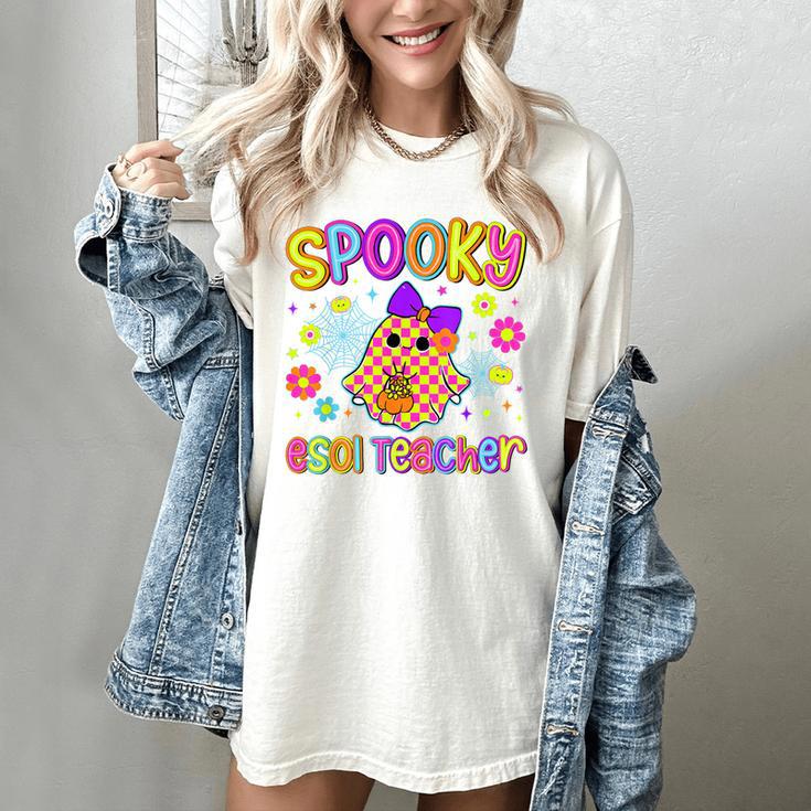 Spooky ESOL Teacher Halloween ESOL Teaching Coquette Women's Comfort Colors T-Shirt