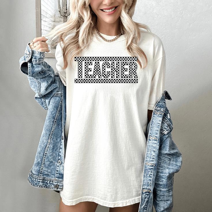 Teacher Checkered Racing Teacher Appreciation Men Women Women's Comfort Colors T-Shirt Teacher Checkered Racing Teacher Appreciation Men Women Women's Comfort Colors T-Shirt