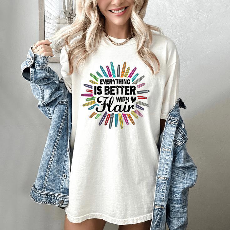 Teacher Flair Pen Art Lover School Supplies Women's Comfort Colors T-Shirt Teacher Flair Pen Art Lover School Supplies Women's Comfort Colors T-Shirt