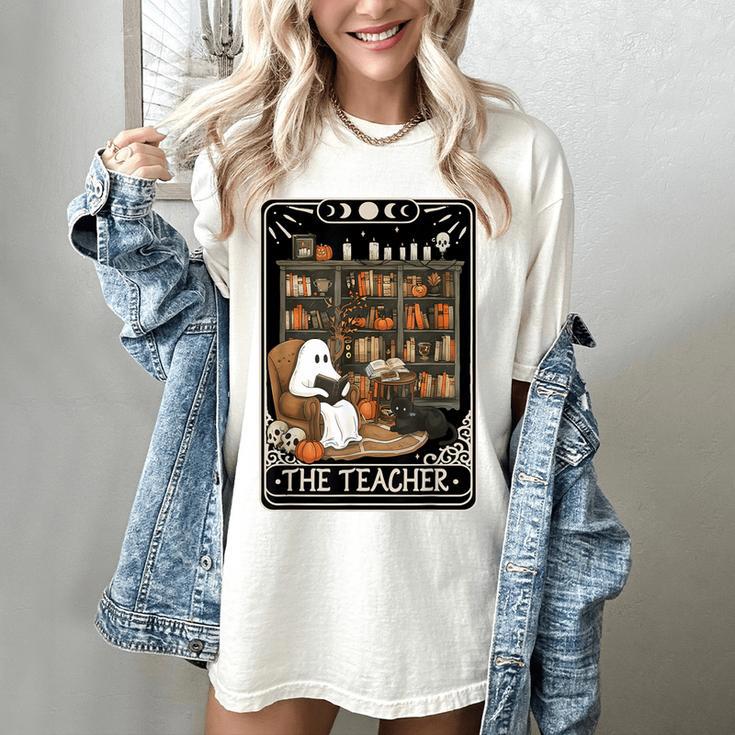The Teacher Ghost Book Reading Books Lover Halloween Women's Comfort Colors T-Shirt The Teacher Ghost Book Reading Books Lover Halloween Women's Comfort Colors T-Shirt