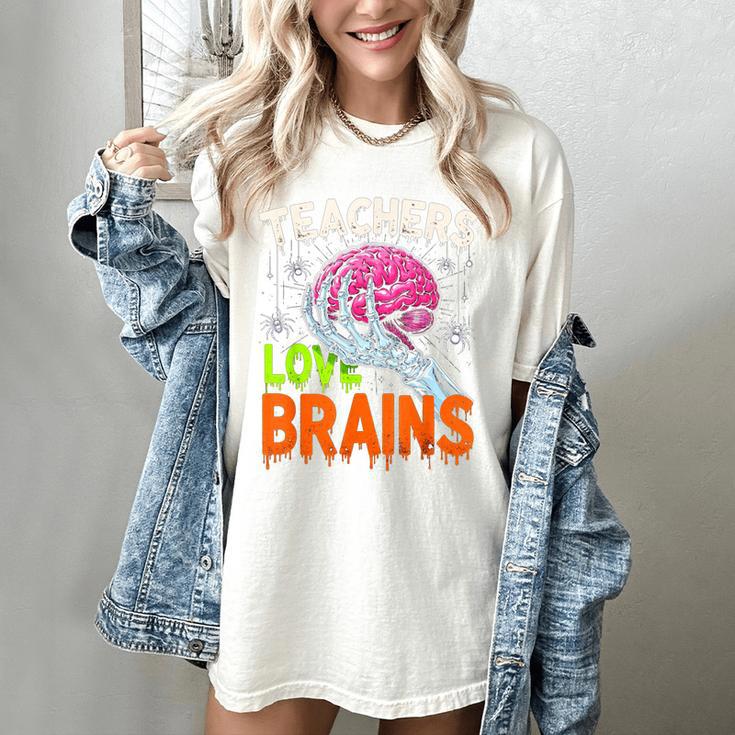 Teachers Love Brains Halloween 2025 Skeleton Costume Women's Comfort Colors T-Shirt Teachers Love Brains Halloween 2025 Skeleton Costume Women's Comfort Colors T-Shirt