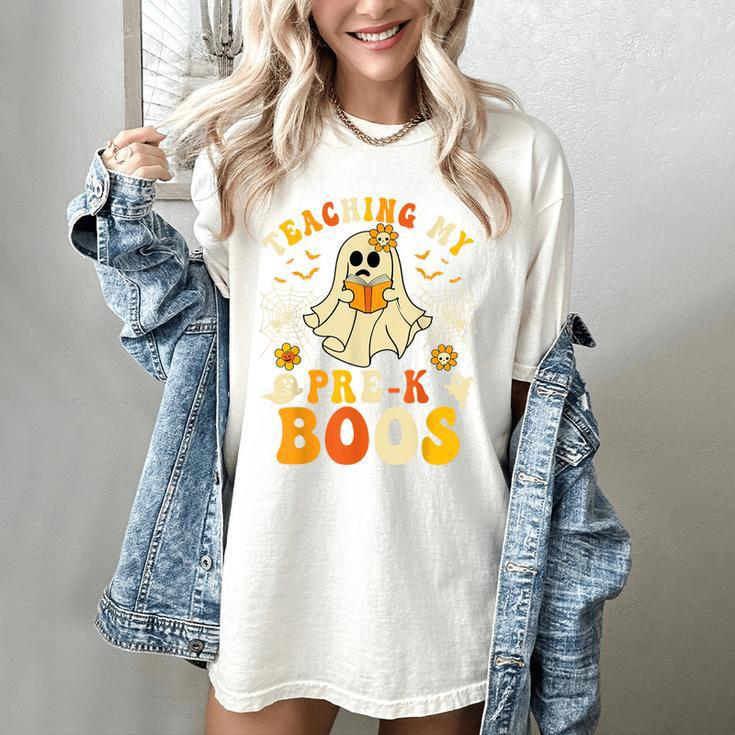 Teaching My Pre-K Boos Crew Teachers Halloween Ghost Women's Comfort Colors T-Shirt