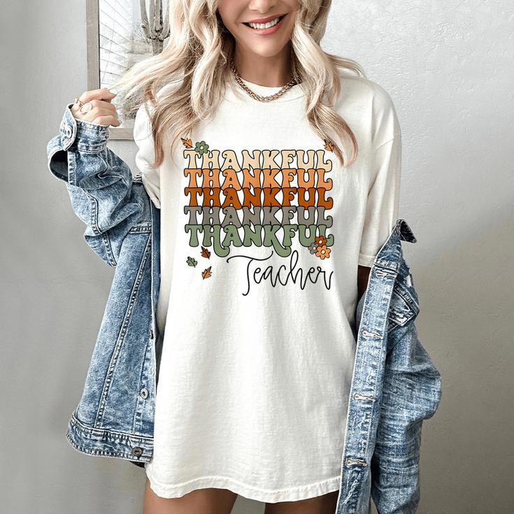 Thankful Teacher Thanksgiving Fall Pumpkin Turkey Women's Comfort Colors T-Shirt