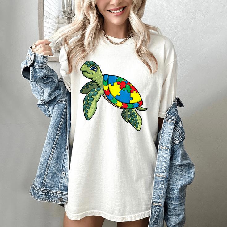 Turtle Puzzle Pieces For Autism Awareness Kids Women Teacher Women's Comfort Colors T-Shirt Turtle Puzzle Pieces For Autism Awareness Kids Women Teacher Women's Comfort Colors T-Shirt