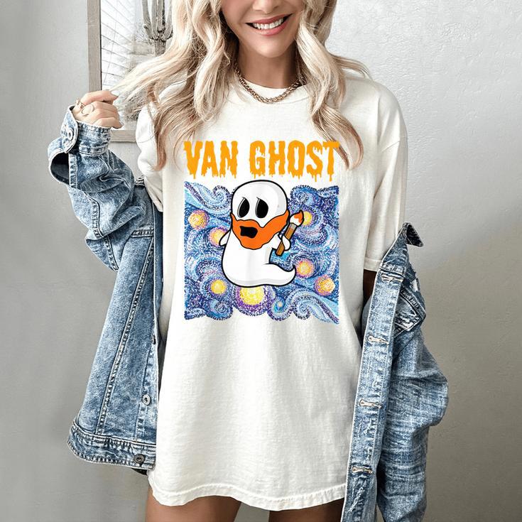Van Ghost Art Teacher Halloween Van Gogh Starry Night Women's Comfort Colors T-Shirt Van Ghost Art Teacher Halloween Van Gogh Starry Night Women's Comfort Colors T-Shirt