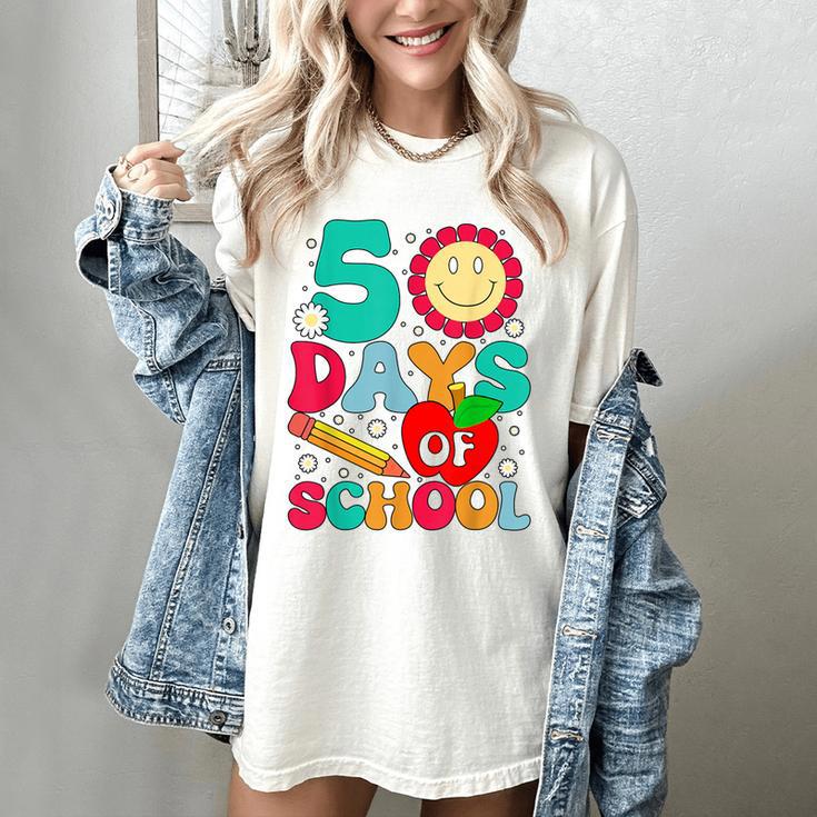 50 Days Of School Teacher Happy 50th Day Of School Kids Women's Comfort Colors T-Shirt
