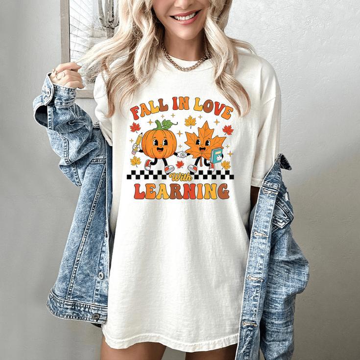 Fall In Love With Learning Teacher Student Autumn Pumpkin Women's Comfort Colors T-Shirt