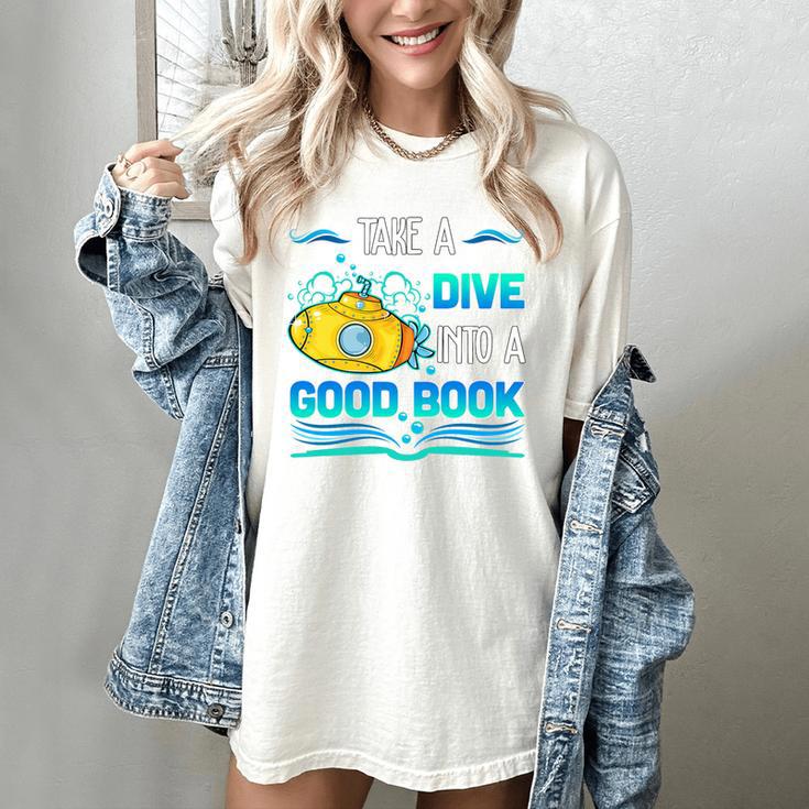 Librarian Teacher Dive Into A Good Book Reading Premium Tri-Blend Women's Comfort Colors T-Shirt