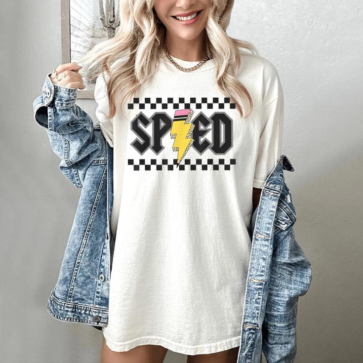 Retro SPED Teacher Pencil Lightning Bolt Back To School Women's Comfort Colors T-Shirt